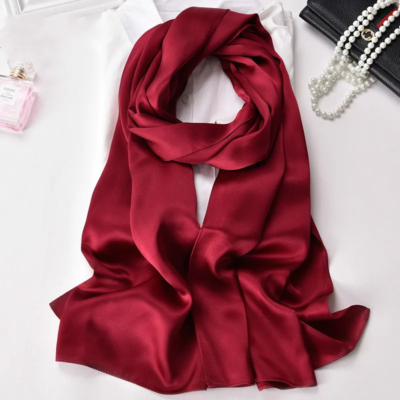 

16mm Silk scarves Real silk satin scarf women Size 175cm*55cm High quanlity Thickened Soft and Bright scarves Elegant lady