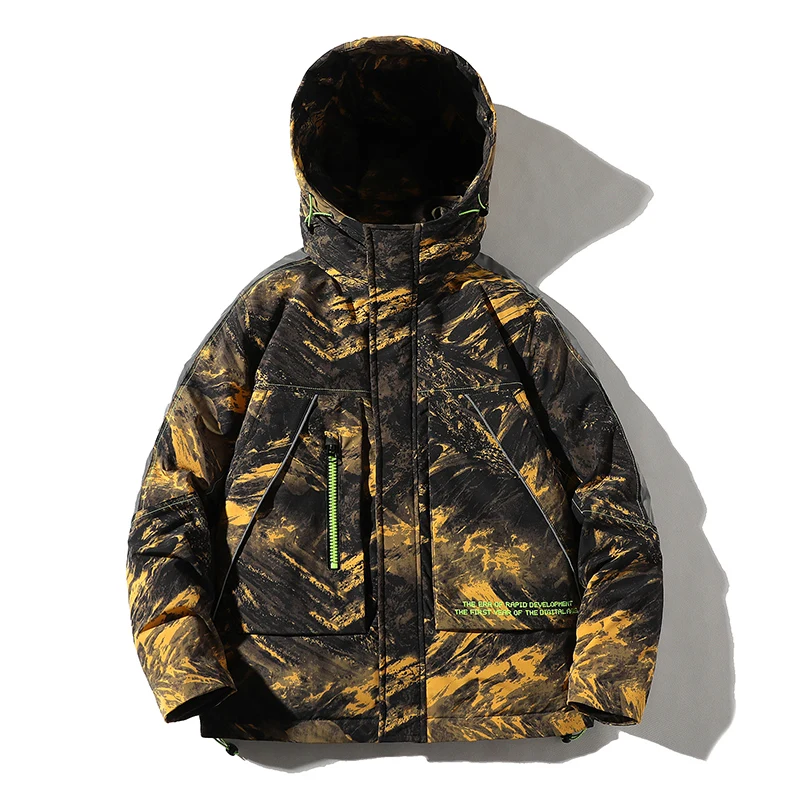 Covrlge Man Duck Down Jacket Light Thick Jackets Men's Hooded Fleece Jacket Ins Tooling Trend Big Pocket Down Jacket Men MWY036