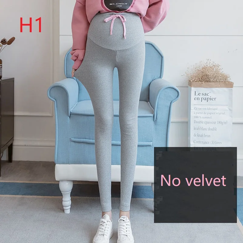 H1-No velvet Pregnant Women Basic leggings Pants Maternity Clothes Trousers Spring Autumn Winter Plus Velvet Pants Maternity Out Wear - Цвет: H1-No velvet
