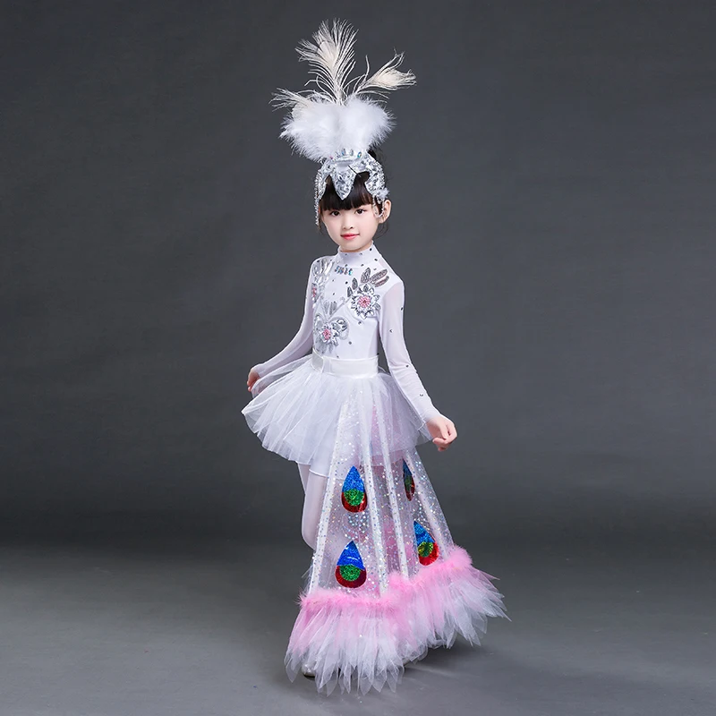 Girls Dance Costumes Kindergarten National Dancing Uniform Elegant Carnival Peacock Stage Performance Clothing Halloween | Тематическая