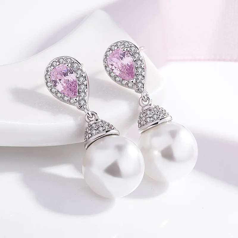 Женские серьги с жемчугом 10 мм модные серебряные из серебра 925 пробы и серебро