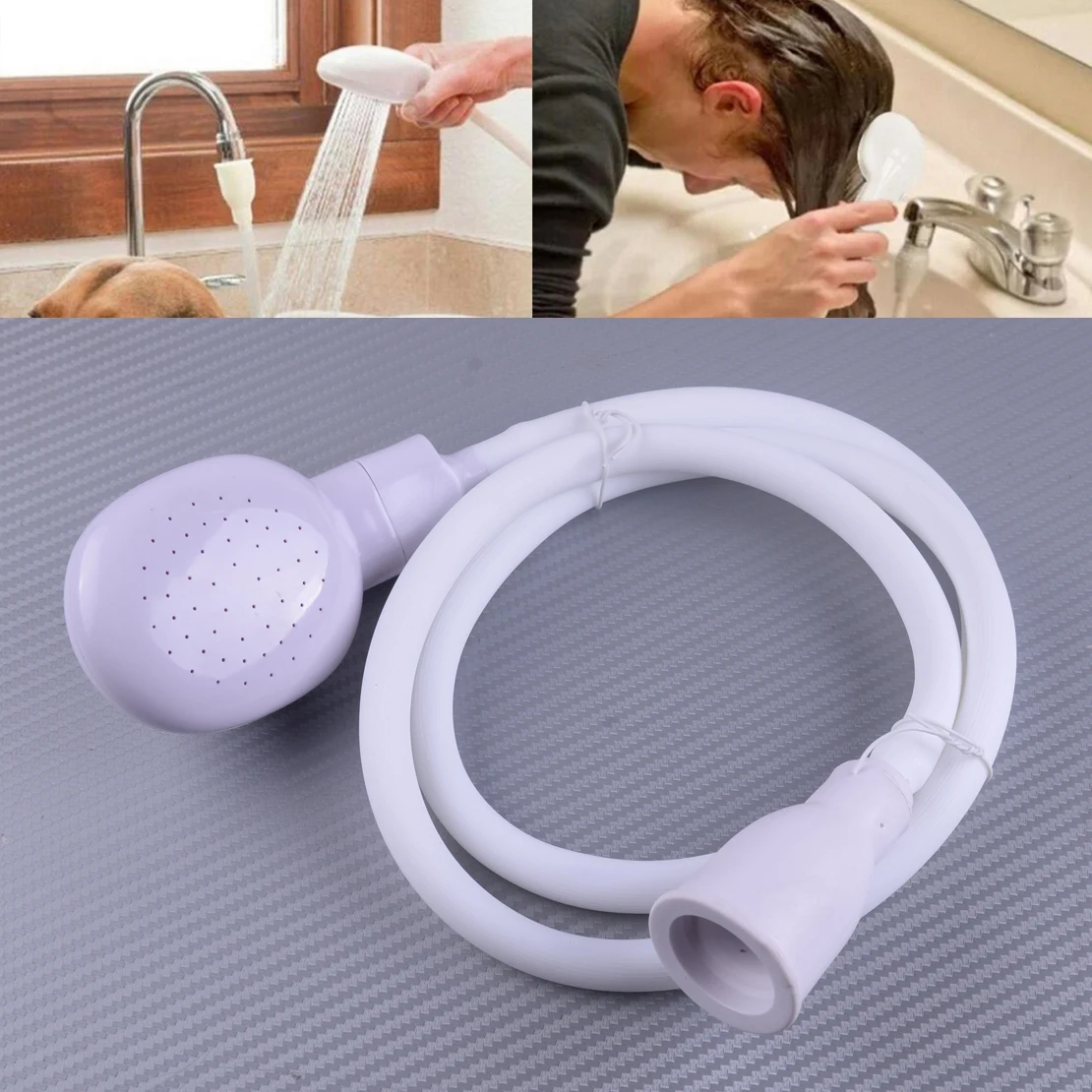 LETAOSK 112cm Tap Sink Dog Bath Shower Head Spray Drain Strainer with Hose for Puppy Supplies Pet Products Washing Hair |