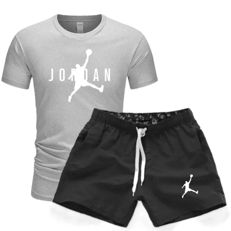 

2021 popular new cotton men's T-shirt + Sports Shorts Set summer high quality cotton T-shirt sports running set