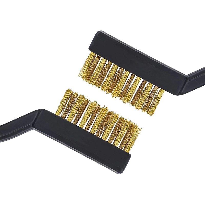 

30PCS Mini Wire Brush Brass Brush,Curved Handle Masonry Brush Wire Bristle for Cleaning Welding Slag and Rust (Brass)