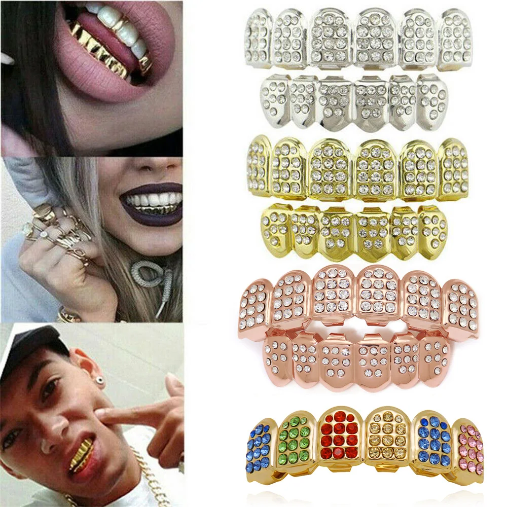 1 комплект Модные Позолоченные зубы Grillz хип хоп крутые Популярные вампиры