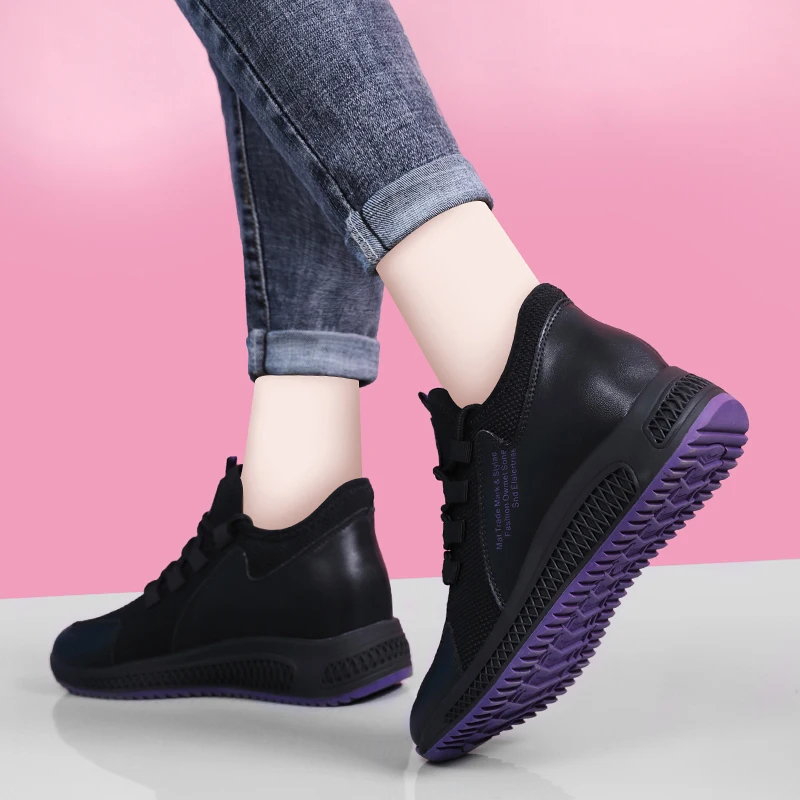 

Sneakers Women 2020 Outdoor Breathable Running Shoes Ladies Trainers Female Jogging Wedge Sport Shoes Basket Femme Black Sneaker
