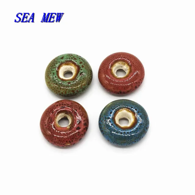20 шт. Круглые Эмалированные керамические бусины 5 х6 мм|5mm hole beads|beads for jewelry makinghole beads