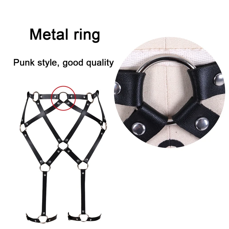 

Leather Body Harness Cage Garter Belt Black Straps Goth Punk Adjustable Festival Dance Suspender Women Waist Belts Plus Size