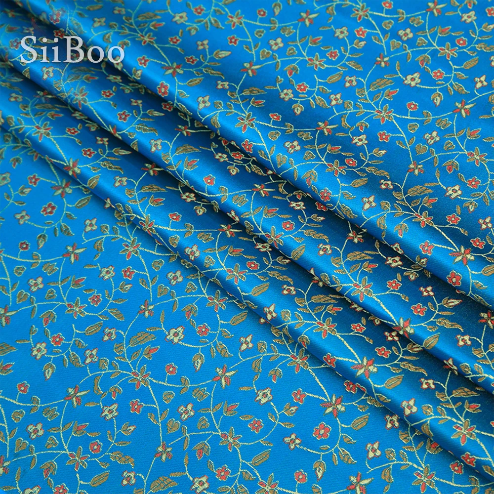 Элегантная жаккардовая ткань в пасторальном стиле оранжевого и синего цветов