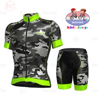 2021 new kids fluorescent green cycling jersey set mountain bike clothes sportswear racing children bicycle clothing cycling kit