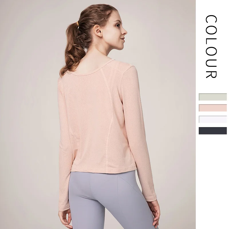 

2020 Easy Workout Tops Sports Wear For Fitness Women Jersey Seamless Long Sleeve Gym Woman Sport Shirt Yoga Top Female T-shirt