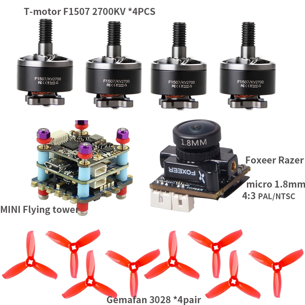 Combo 4 T-Motor F1507 1507 2700KV мотор Foxeer razer Micro Gemfan 3028 реквизит мини Летающая башня для радиоуправляемого дрона FPV Racing CineWhoop BetaFPV - Цвет: Combo 4