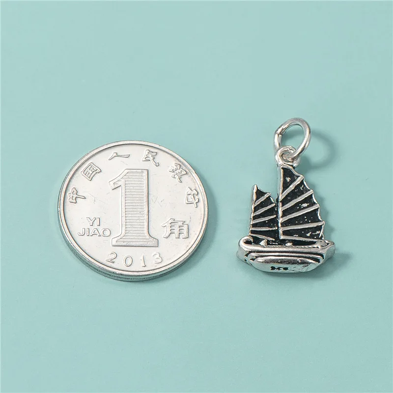 

TrustDavis Real 925 Sterling Silver Sweet Personality Sailboat Charm Pendant Handmade DIY Accessories Fine Wholesale HY195
