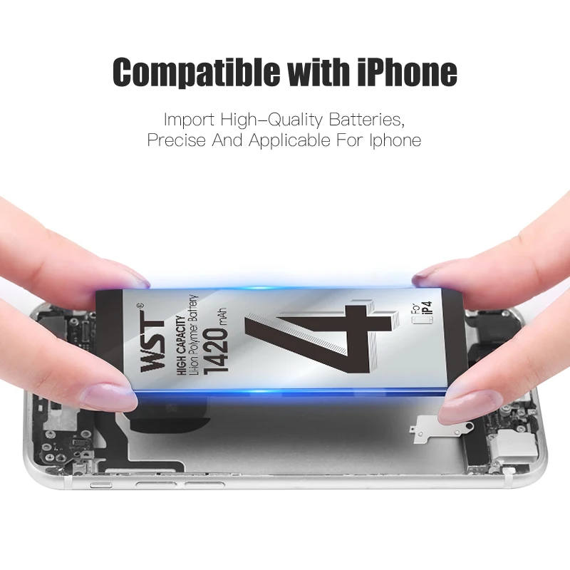 WST Оригинальный аккумулятор для Apple iPhone 4 мобильный телефон с высокой емкостью