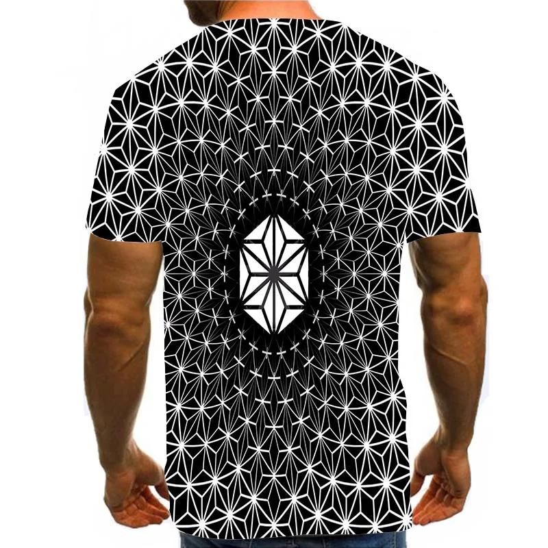 

Men Graphic T Shirts Round Neck 3D Print Short Sleeve Daily Tops Black And White Tees