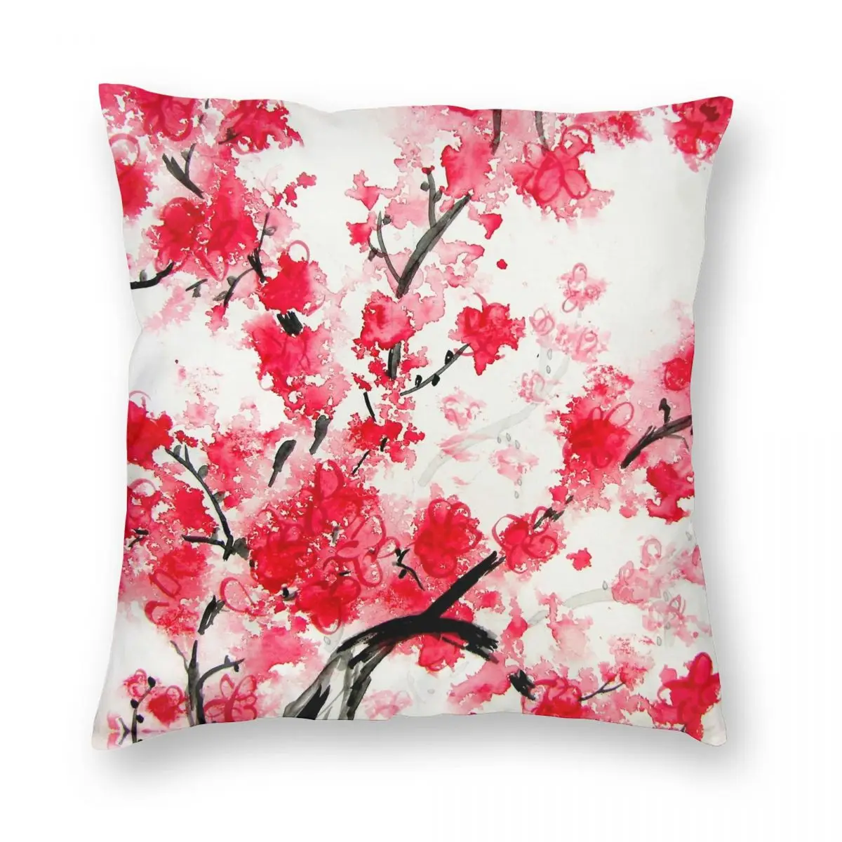 

Квадратная наволочка «вишневый цвет», полиэстеровый льняной бархат, на молнии, декоративный чехол для дивана, подушки, 18 дюймов