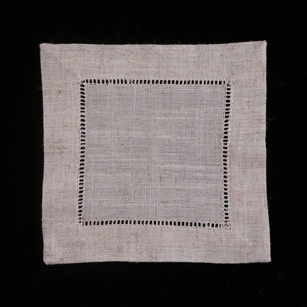 N038-6 натуральные хлопковые салфетки из полиэстера, 120 шт., 6x6 дюймов, Прошитые Коктейльные салфетки с окантовкой лестницы, тканевые подставки ...