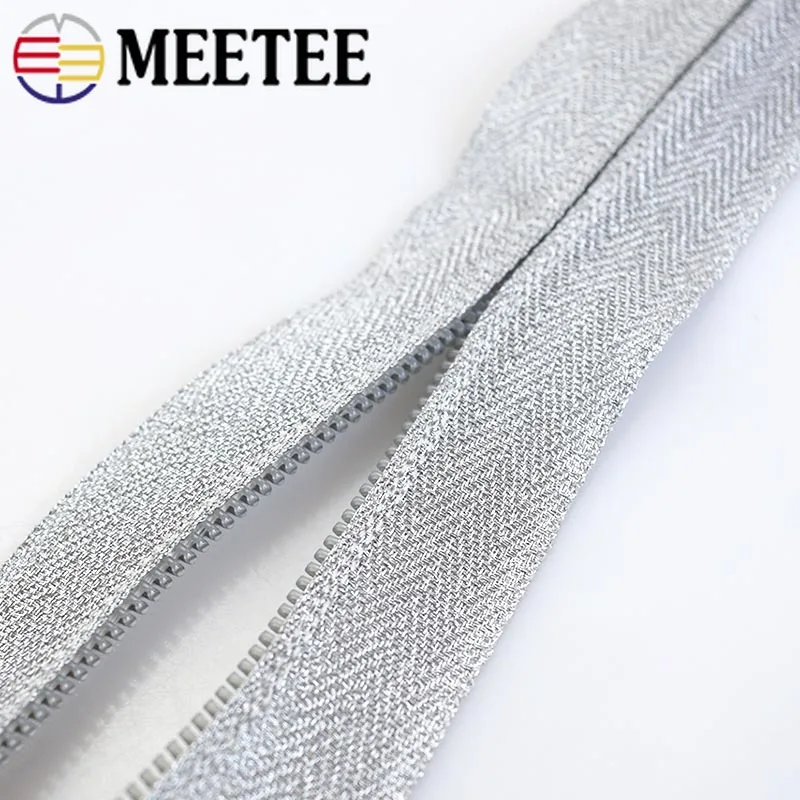 8 метров Золотая Серебряная 3 #5 # открытая нейлоновая молния для шитья сделай сам