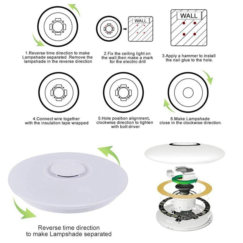 

Modern Music Ceiling Lamp APP Control 48W 102 Led Lamp RGB Dimmable AC85-265V for Home Children bluetooth Speaker Lighting