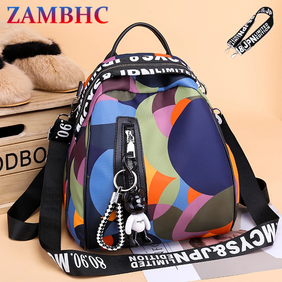 

New Fashionable Women's Small Backpack Waterproof Oxford Backpacks for School Teenagers Girls Colorful Shoulder Bag Cute Mochila