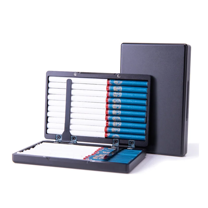 

20 Slim Cigarettes Aluminum Alloy Cigarette Case Vintage Automatic Pop Cover Women Cigarette Boxes Men's cigarette holder
