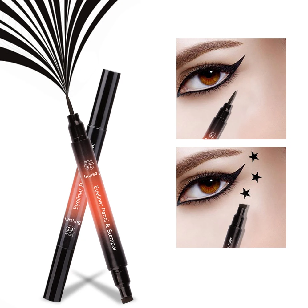 Модный стойкий двухсторонний водостойкий черный жидкий подводка для глаз с