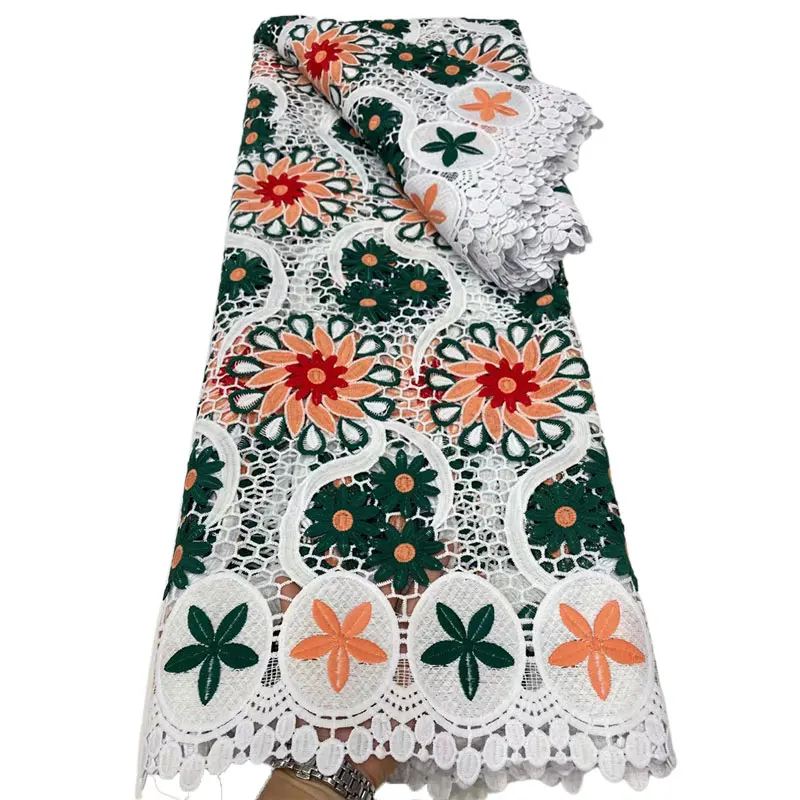 Недорогая гипюровая Высококачественная многоцветная вышивка африканская