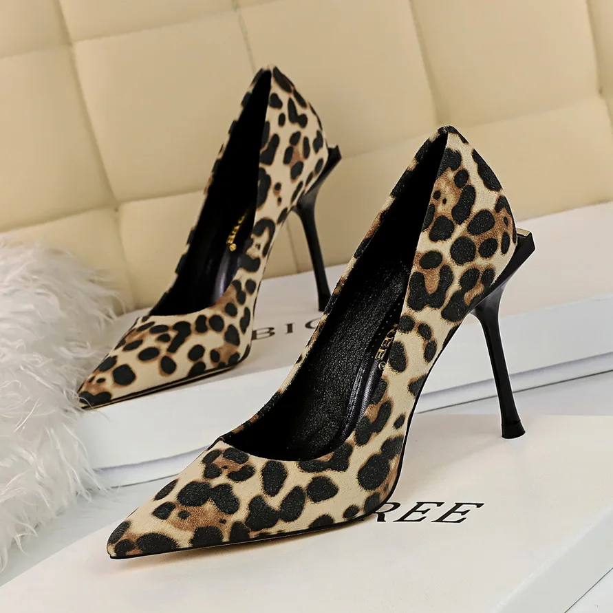 Женские туфли лодочки с леопардовым принтом на высоком каблуке 10 см|Женские
