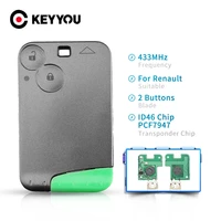 keyyou 5x 2 buttons remote car key card shell case with blade for renault laguna with uncut key blade 433 mhz pcf7947 chip