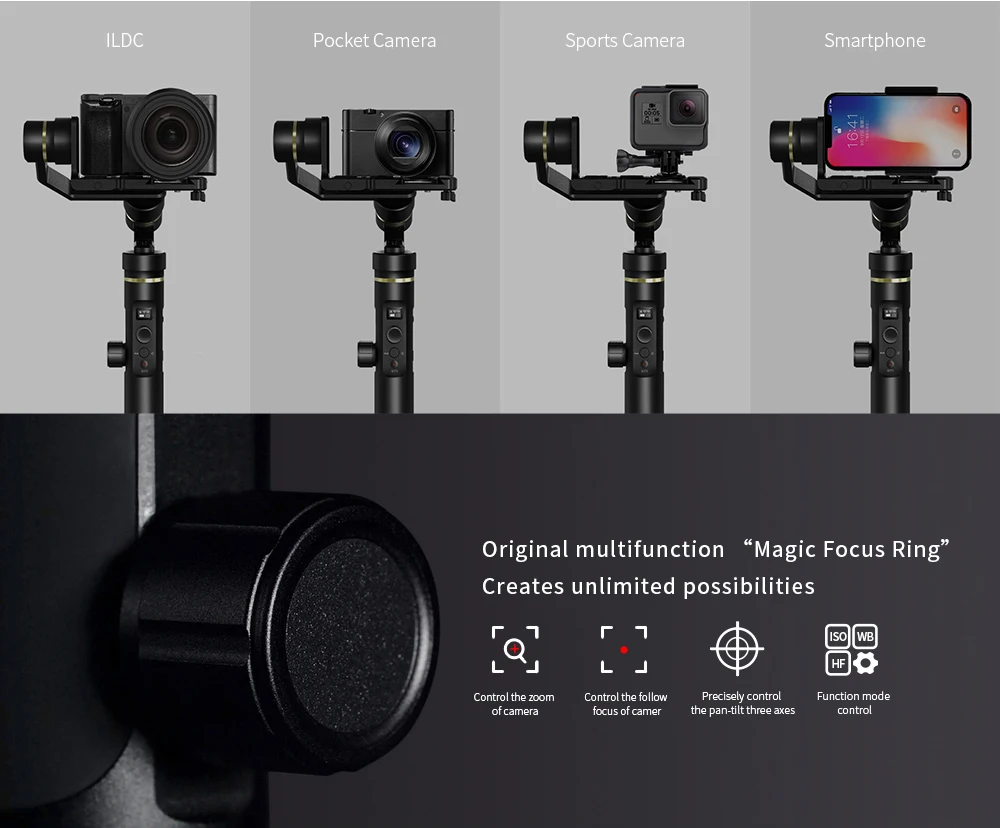 Feiyu G6 плюс 3-осевой ручной шарнирный стабилизатор для камеры GoPro для однообъективного цифрового зеркального Камера s Смартфон экшн-Камера в 800g защита от брызг
