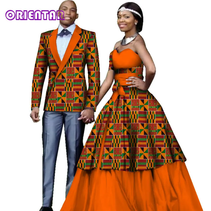Африканская одежда для пар Свадебная вечеринка Африканский принт длинный рукав