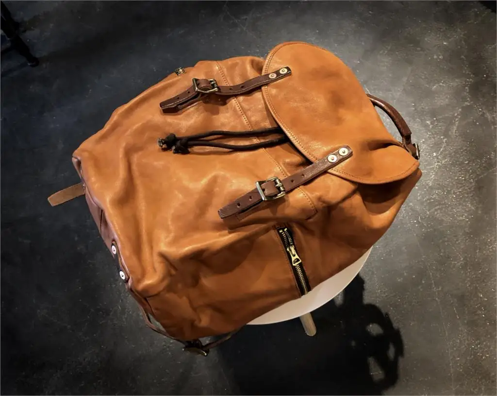 Кожаный рюкзак для мужчин Мужская Ретро дорожная сумка отдыха из натуральной