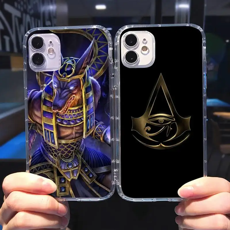 

Egypt Nefertiti Anubis Ankh Phone Case Transparent for iPhone 6 7 8 11 12 s mini pro X XS XR MAX Plus cover funda shell