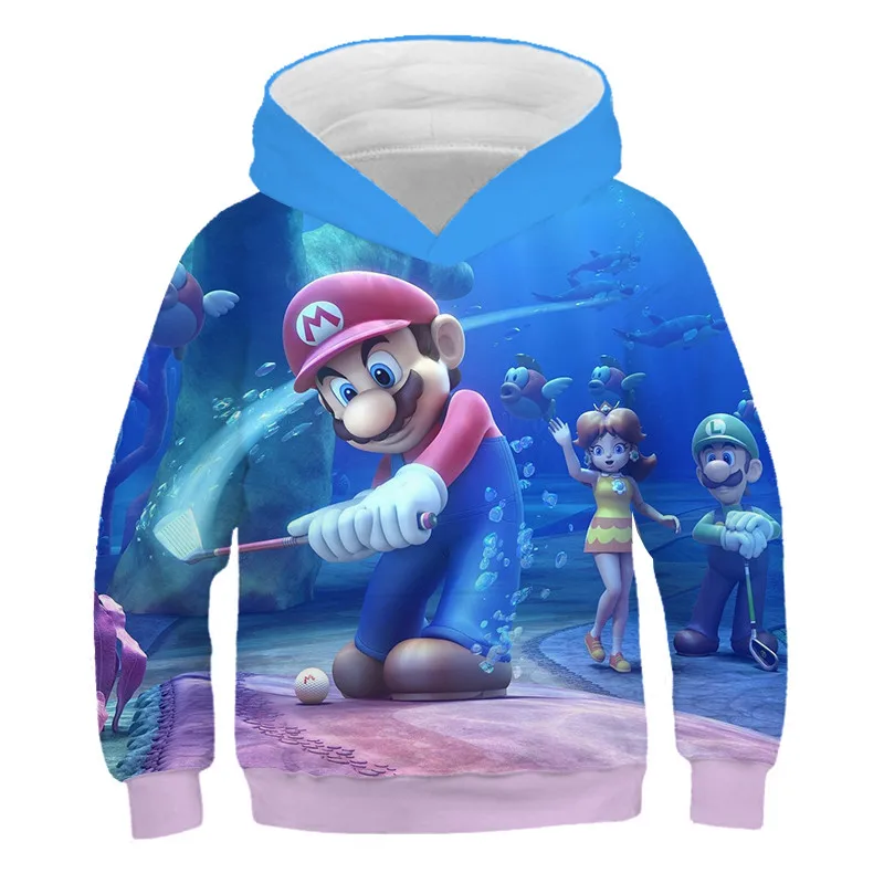 Детская толстовка с капюшоном 3D принтом Super Mario Game куртка и длинными рукавами для