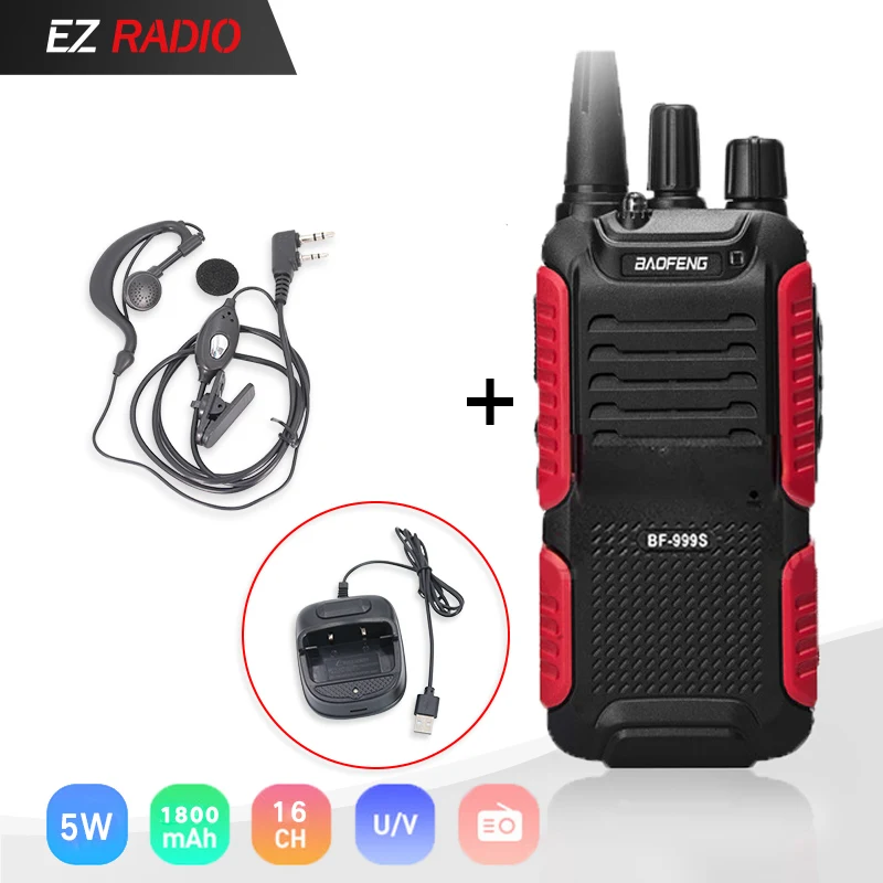 Горячая Baofeng bf-999s плюс Walkies Uhf группа военный уровень двухстороннее радио танскивер для безопасности, отеля, ветчины BF999s обновление bf888s - Цвет: USB-Headset
