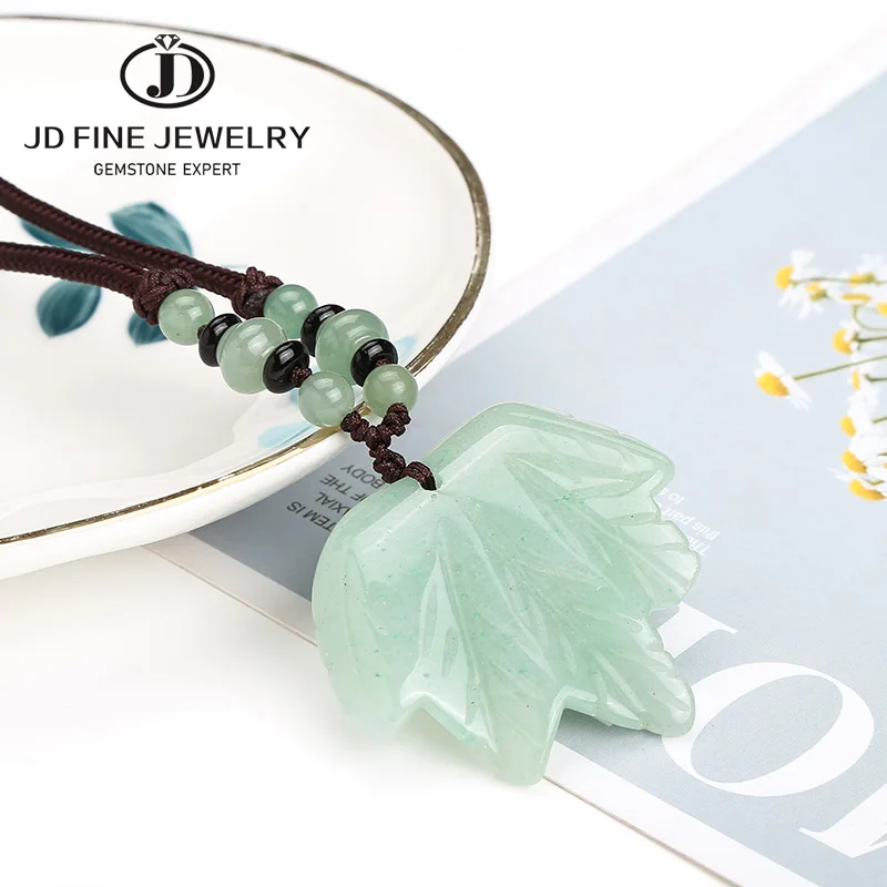 JD богемное ожерелье с подвеской в виде кленового листа натуральный зеленый