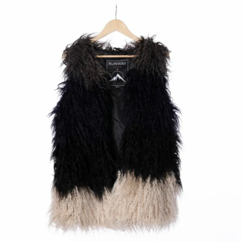 Женский меховой жилет из искусственного меха элегантная розовая теплая