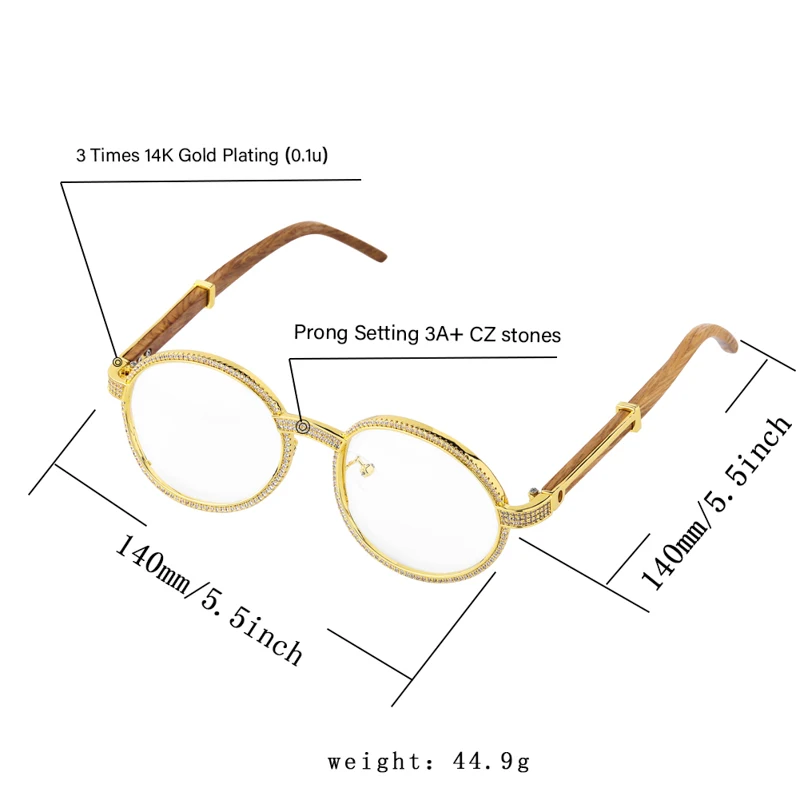 JINAO Vintage Round Cubic Zircon Sunglasses New Luxury Men Women Oval Crystal Wood Glasses Fashion Eyewear Hip Hop Jewelry | Аксессуары