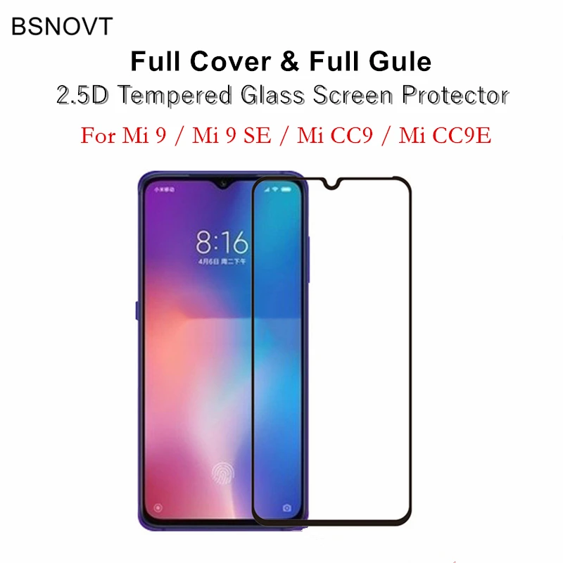 2 шт Защита экрана для Xiaomi Mi 9 стекло полное покрытие полный клей защитное