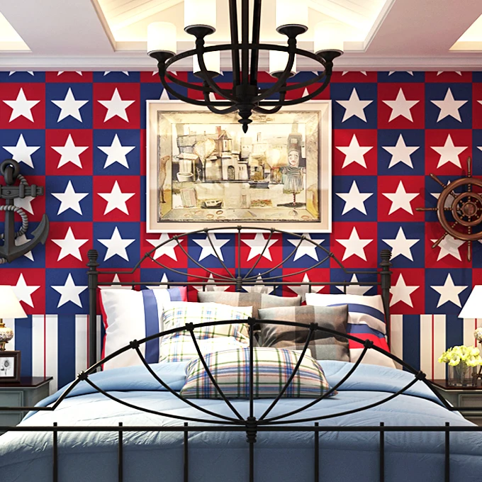 

pentagonal stars vertical stripes pattern wallpaper boy girl room kindergarten living room dining room TV background wallpaper