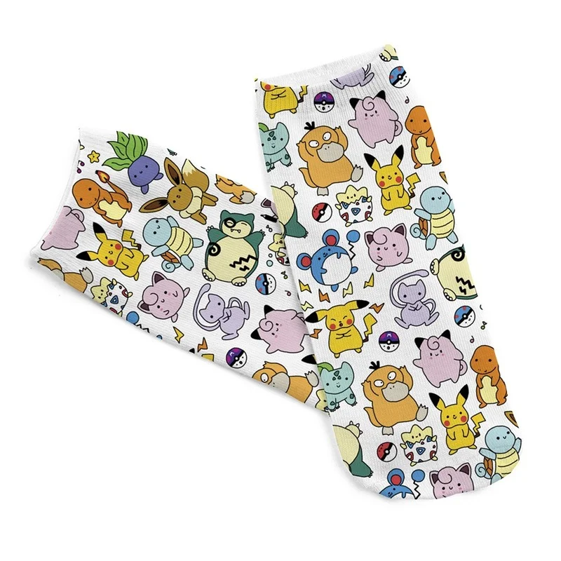 Calcetines con estampado de dibujos animados de Pok&eacute;mon para mujer, medias de Pikachu, Squirtle, Bulbasaur para ni&ntilde;os y ni&ntilde;as, Ventas Directas-2