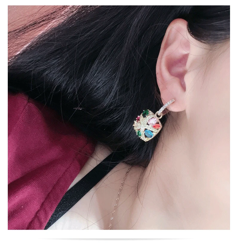 Новые модные ювелирные украшения SWOUR Разноцветные серьги-кольца Huggie с