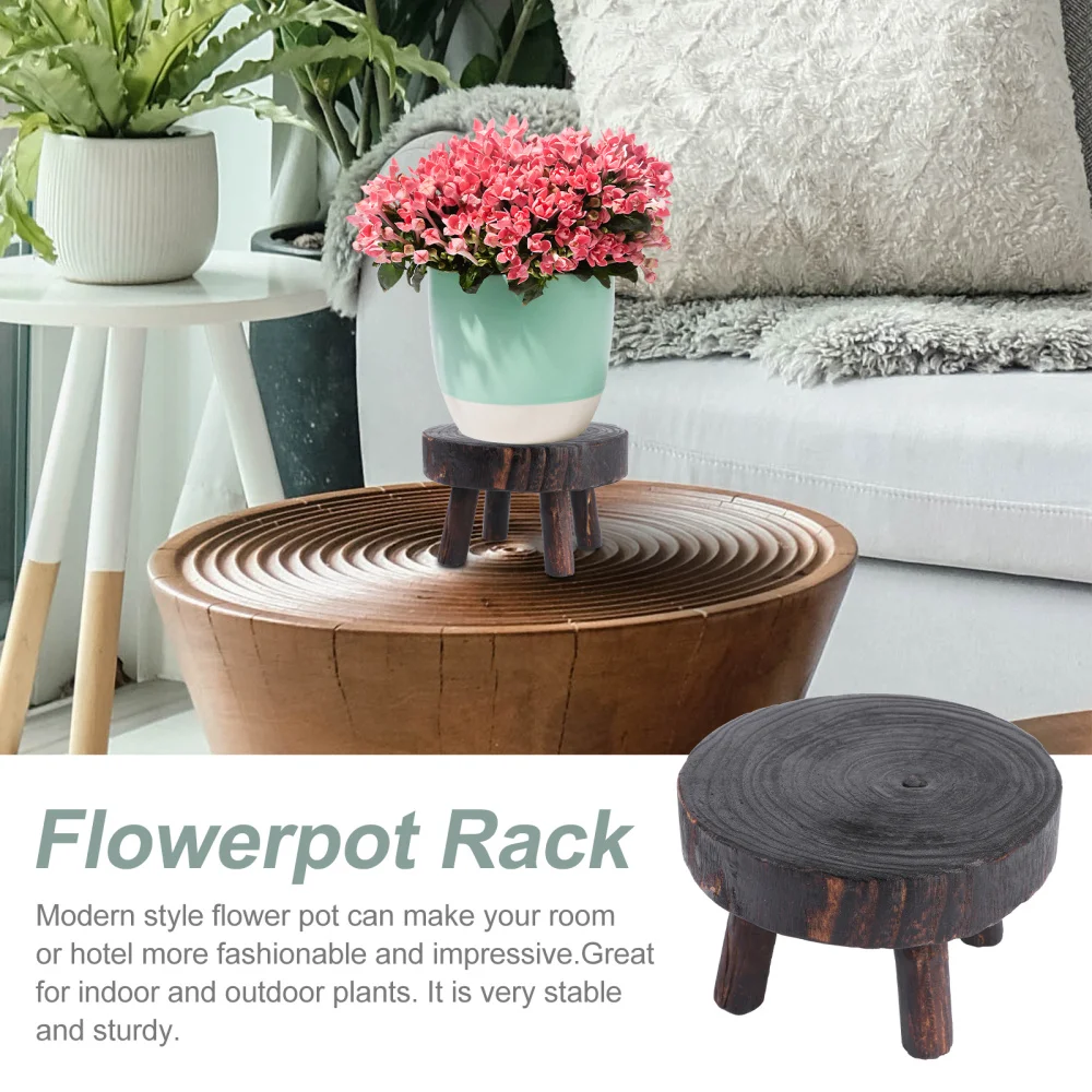 

1Pc Wood Decoration Stool Shaped Flowerpot Rack Storage Holder Candlestick