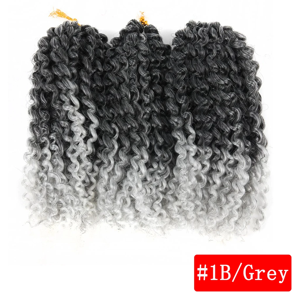 1B-Grey 8 дюймов с поддержкой 3 шт./упак. 60 пряди Marley косы афро кудрявые, на крючках, косички, синтетика, плетение, накладные волосы на заколке для Для женщин - Цвет: 1B-Grey