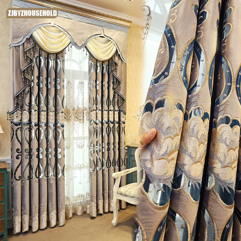 

European Style Curtains for Living Dining Room Bedroom Luxury Embroidered Curtains Embroidered Tulle Valance Curtains Window