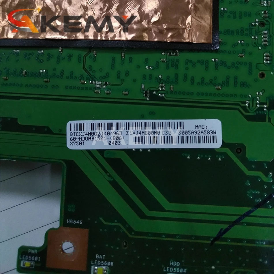 Новая Mainboard GL753VE для Asus GL753 GL753VD FX73V материнская плата ноутбука I7-7700HQ GTX 1050TI 4GB GPU |