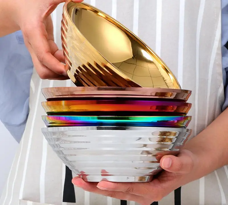 Миска для лапши из нержавеющей стали 304 японская Ретро миска рамен бытовая