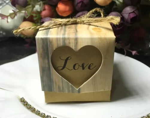 (30 шт./лот) Уникальная Свадебная подарочная коробка от Kraft кружевная для украшения