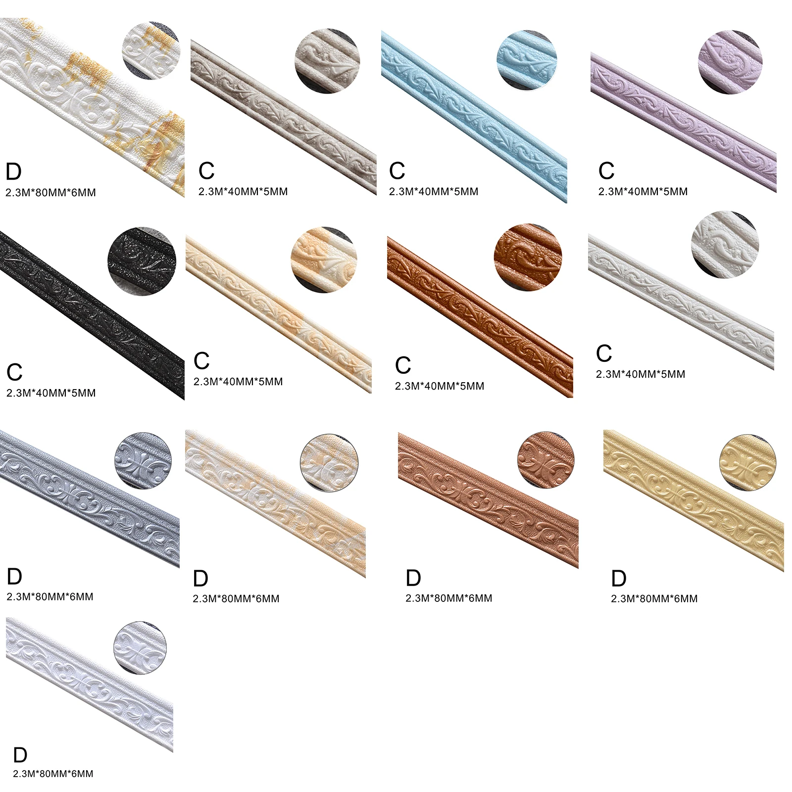 3D Pattern Sticker Wall Trim Line Skirting Border Decoration Self Adhesive Waterproof Baseboard Wallpaper For Home Kitchen | Обустройство