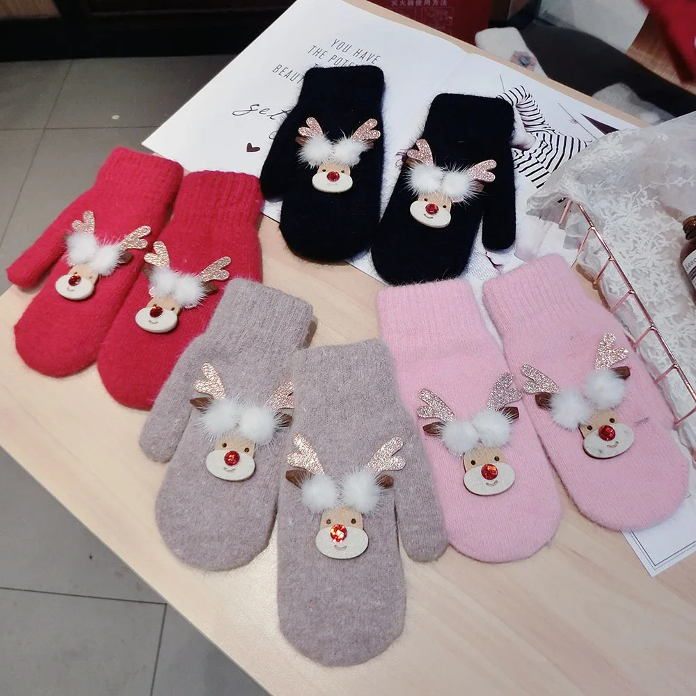 SP &amp CITY рождественские женские зимние перчатки с лосем Мультяшные мерцающие